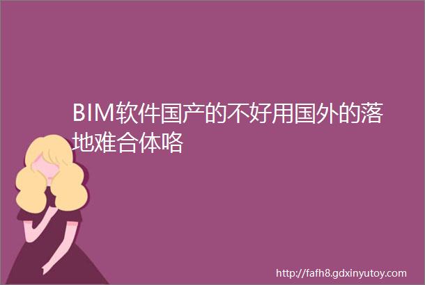 BIM软件国产的不好用国外的落地难合体咯